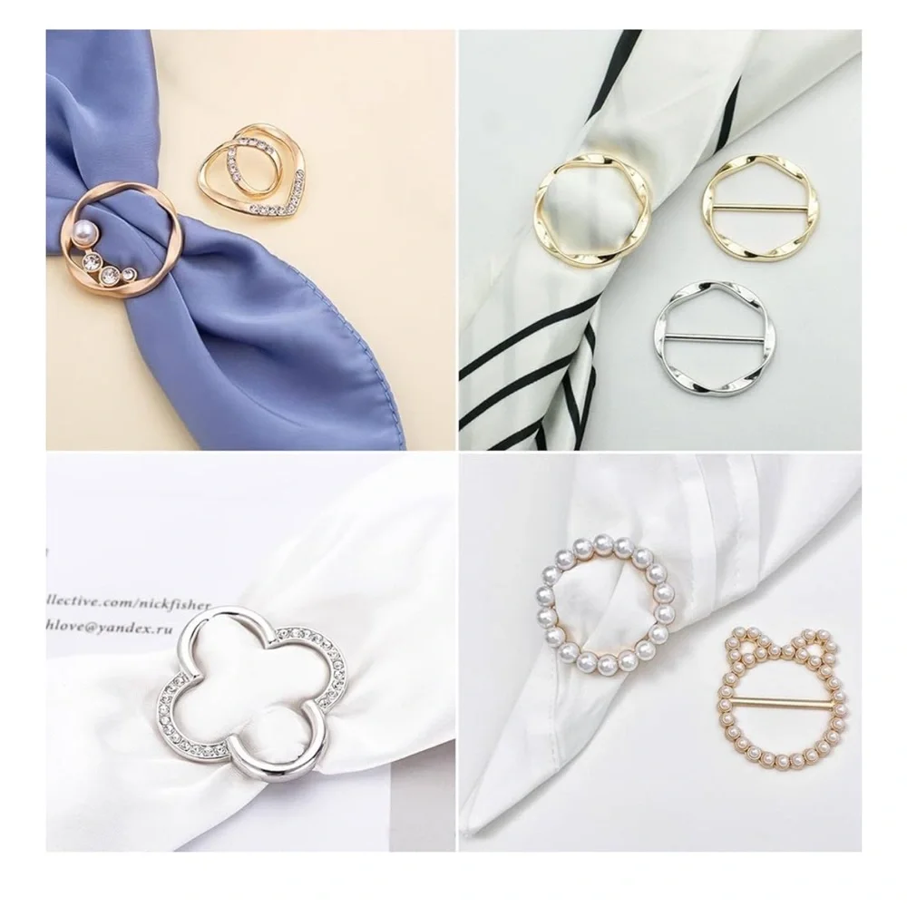 🆕 20 Pcs Scarf Ring and Slides for Scarves, Scarf Rings Clip Pin T Shirt